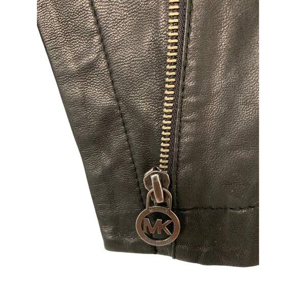 Michael Kors Womens Black Buttery Leather Asymmetric Zip Jacket M RII10589 EUC - Picture 7 of 11